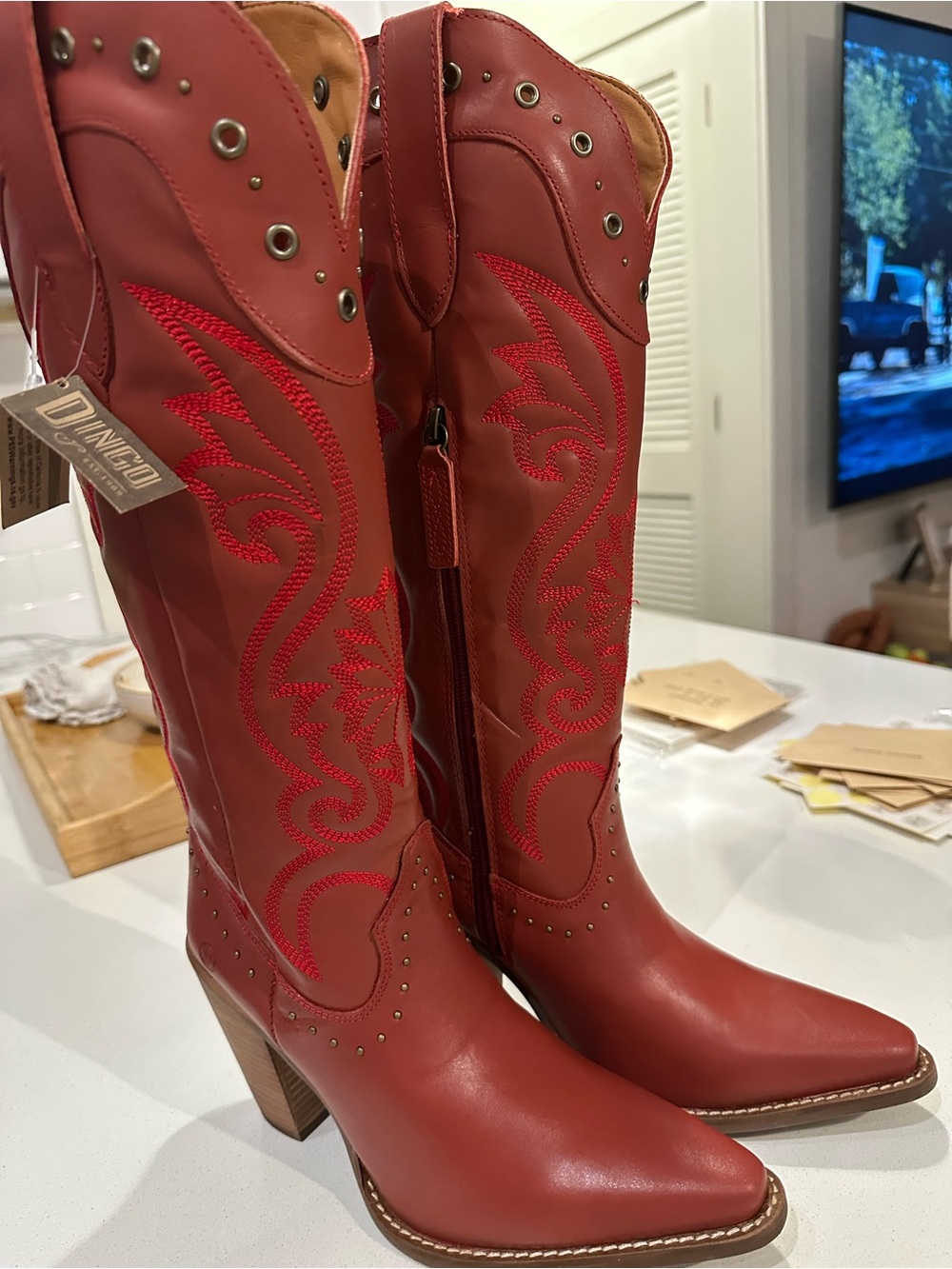 Dingo knee high Embroidered Leather Boots - Picture 2 of 6